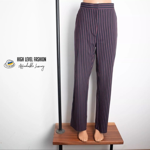 See By CHLOE Women's Purple Striped Trousers Relaxed Pants Size US 10 / L - Picture 1 of 11